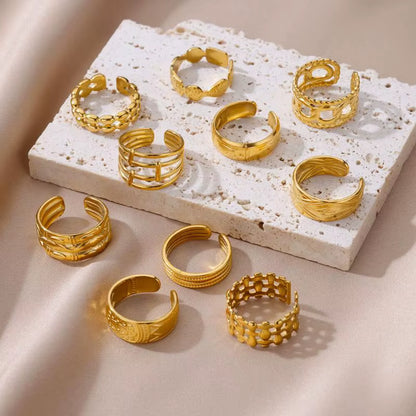 Rings for Women Stainless Steel Evil Eye Gold Color Open Ethnic Ring New Wedding Aesthetic Waterproof Jewelry Accessories Gift