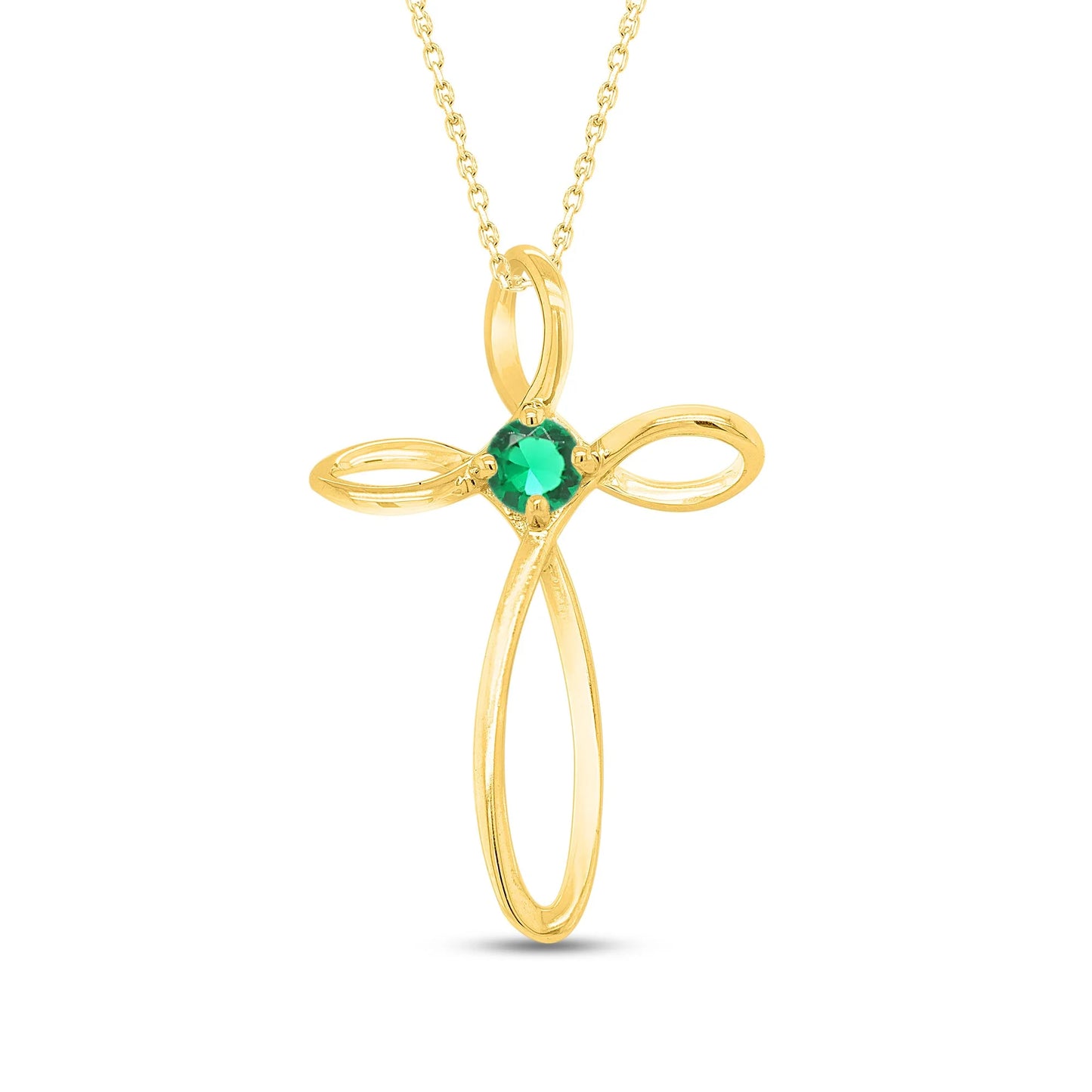 Infinity Cross Pendant Necklace - 1/3 Carat round Cut Cross Simulated Birthstone Pendant Necklace without Chain in 18K Gold over Silver for Female (Clarity: VVS1, 0.30 Cttw)"