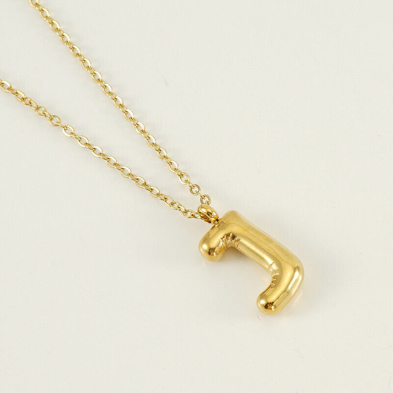 A to Z Alphabet Bubble Letter Gold Pendant Necklace