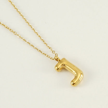 A to Z Alphabet Bubble Letter Gold Pendant Necklace