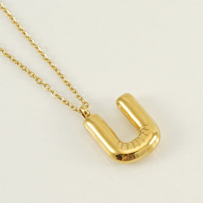 A to Z Alphabet Bubble Letter Gold Pendant Necklace