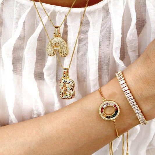 Gold Bubble Letter Necklace