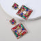 Colorful Rhinestone Square Pendant Earrings for Women Trend Luxury Design Vintage Jewelry Exaggerated Ear Accessories Girl Gift